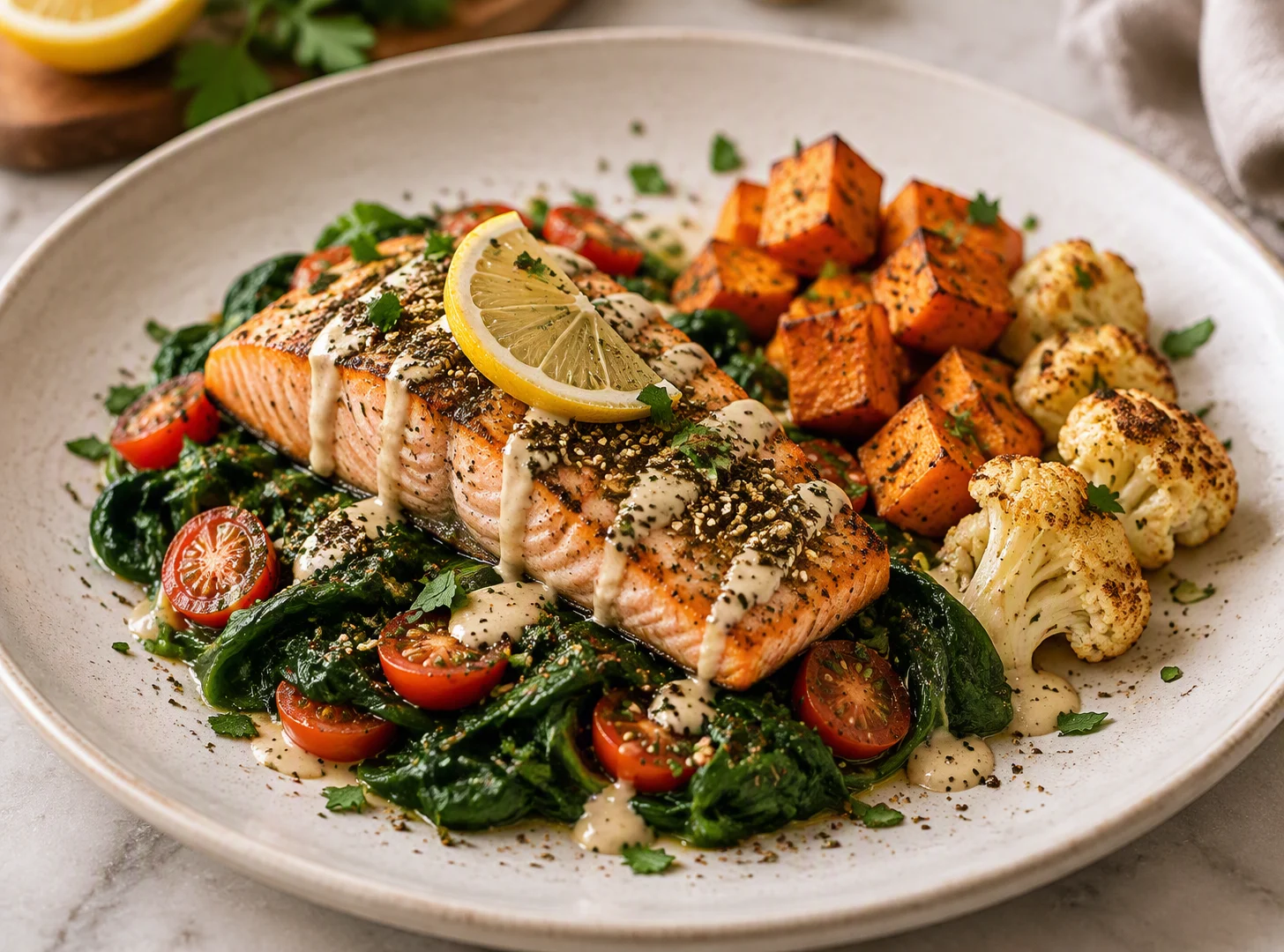 Salmon and sweet potatoes bake